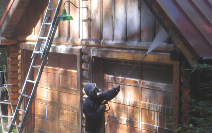 pressure washing log home