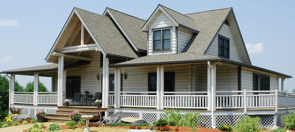 log home in pickle white stain